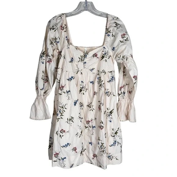 Anthropologie embroidered long sleeve mini floral peasant baby doll dress XS‎ - Picture 6 of 15